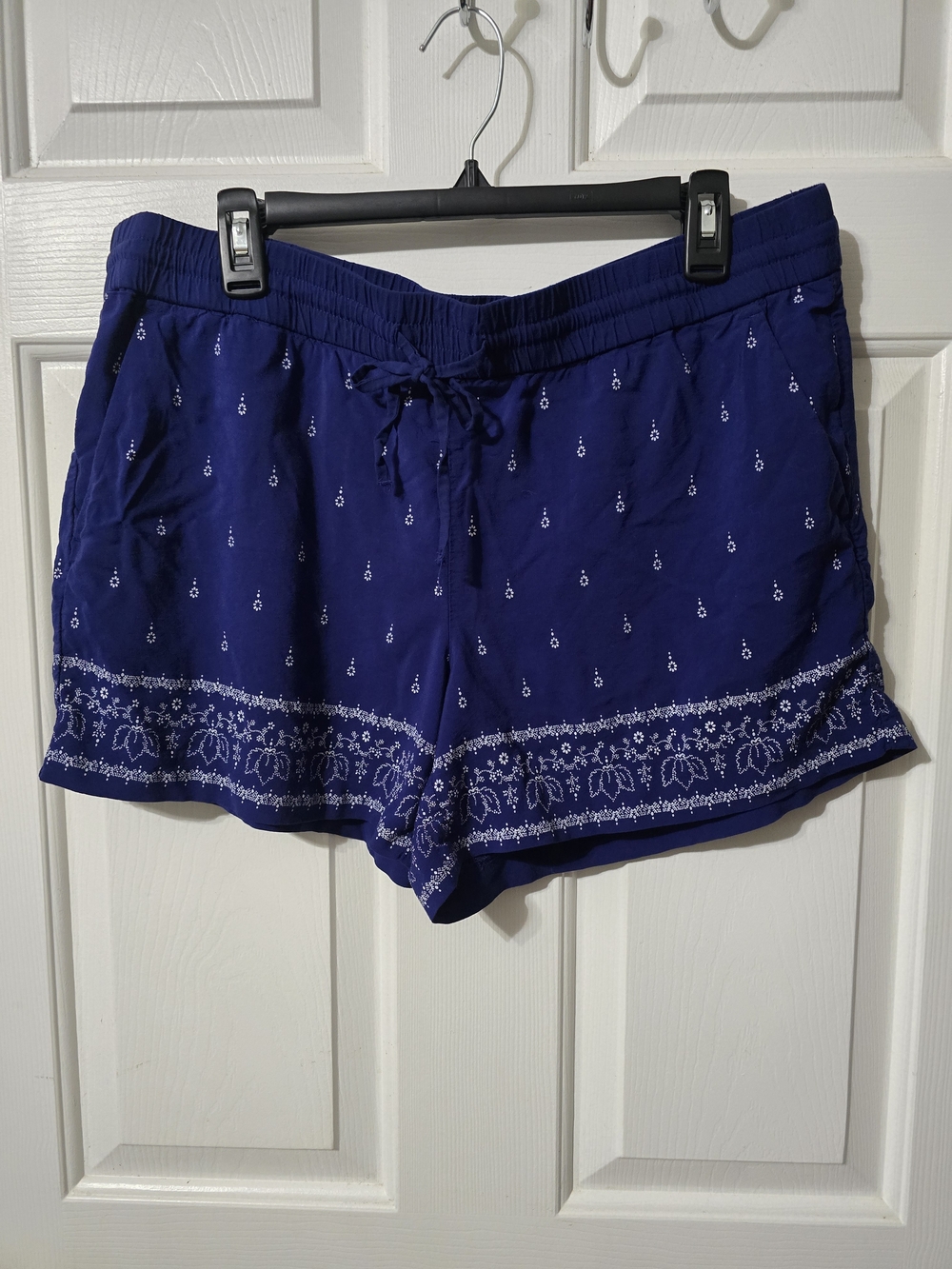 LOFT Indigo Blue Drawstring Bandana-Print  Shorts
